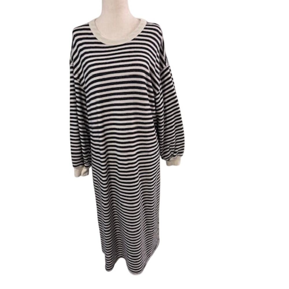 The Great Sleep Striped Sleep Shirt Dress Navy White Long Sleeve Size 2